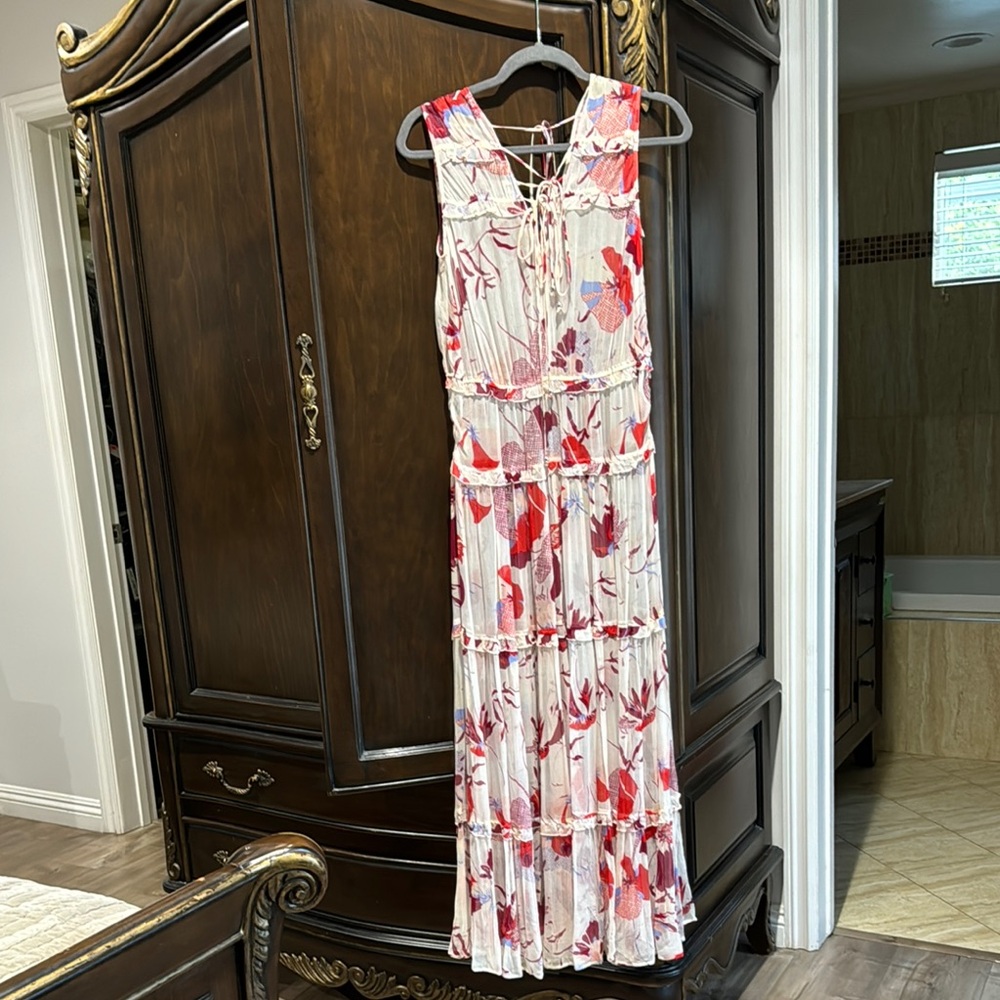 Floral Maxi Dress in Red and White